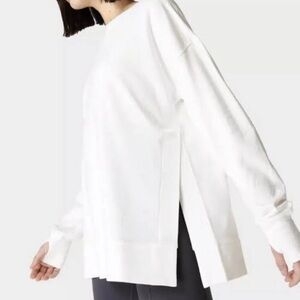 Sweaty Betty After Class Split Sweatshirt Lily White Small S Activewear Loungewe